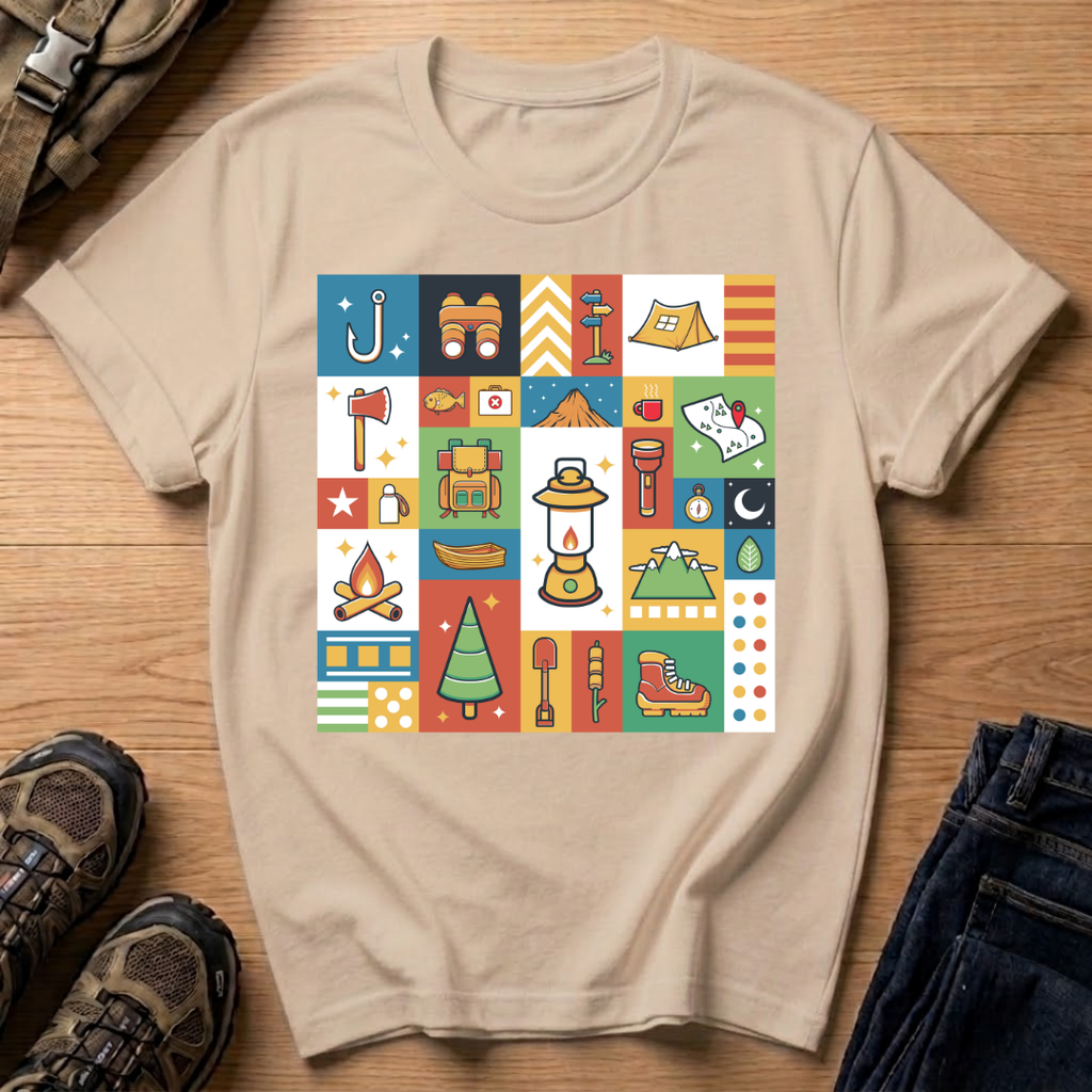 Camping Icons Graphic T-Shirt