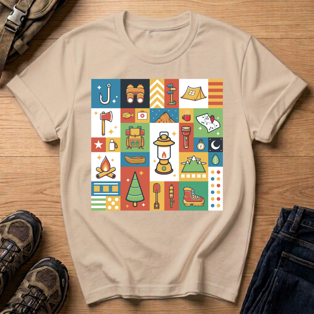 Camping Icons Graphic T-Shirt