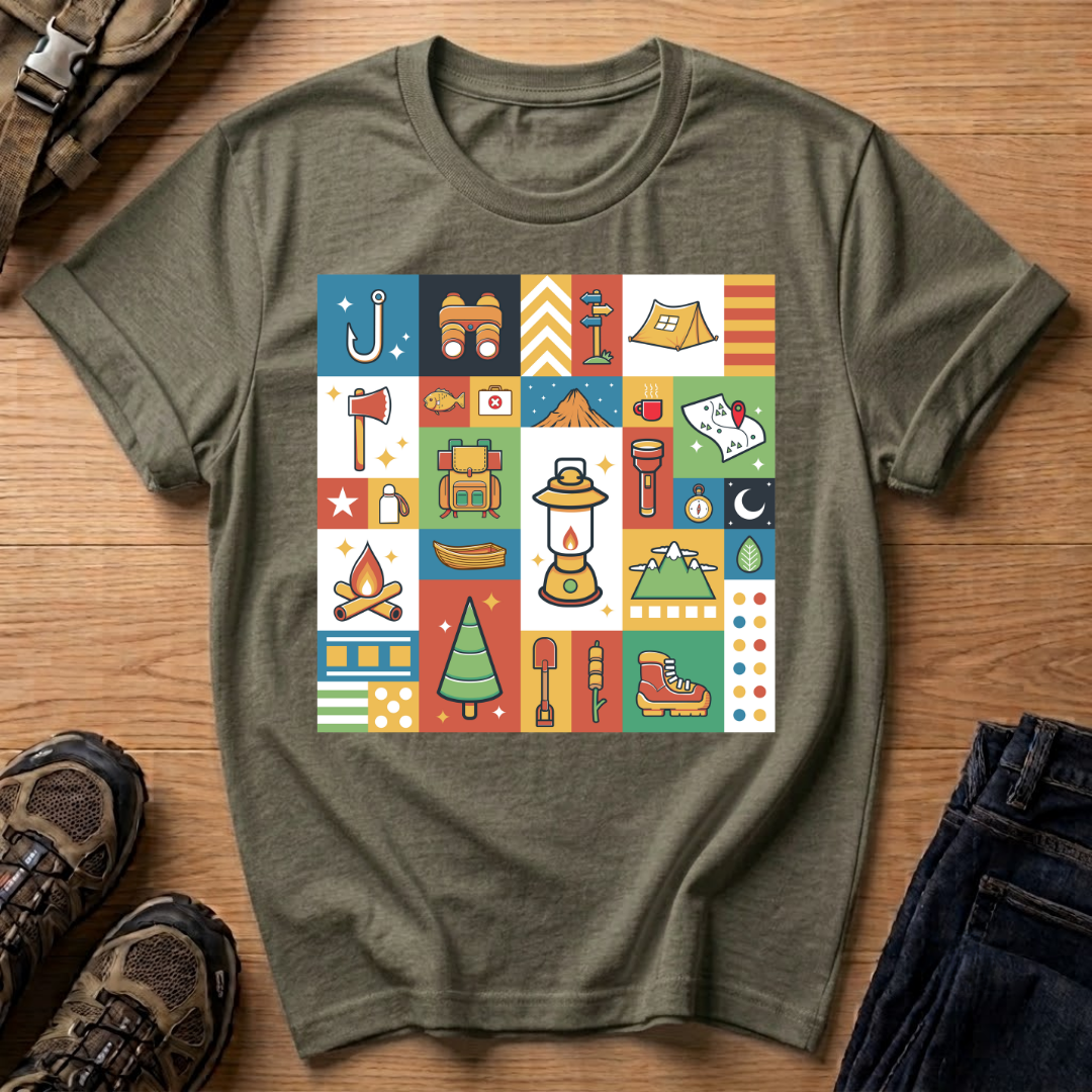 Camping Icons Graphic T-Shirt