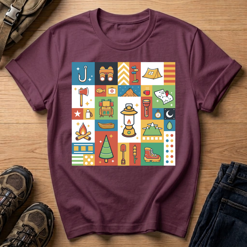Camping Icons Graphic T-Shirt