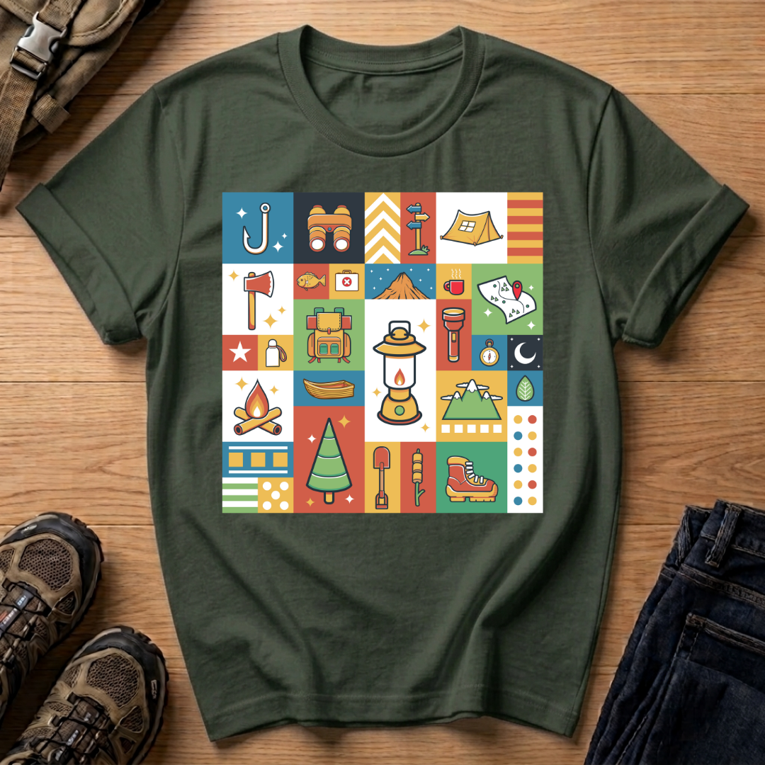 Camping Icons Graphic T-Shirt