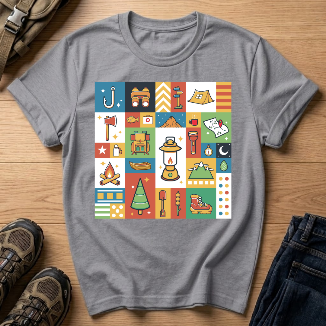 Camping Icons Graphic T-Shirt